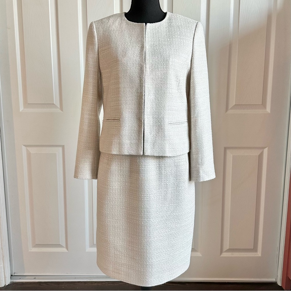 Jake’s Collextion Ivory Woven Tweed Suit